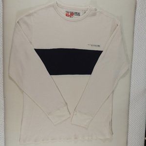 🎉🗣HP🎉🗣Polo Ralph Lauren Cream/Blue Waffle Knit Crew L